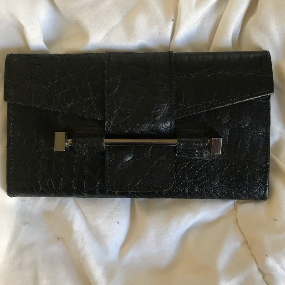 Topshop faux crocodile clutch